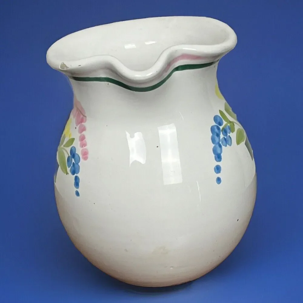 Italian Ceramic‎ Pitcher Jug Nordstrom Floral Cottagecore Vase Italy Made White